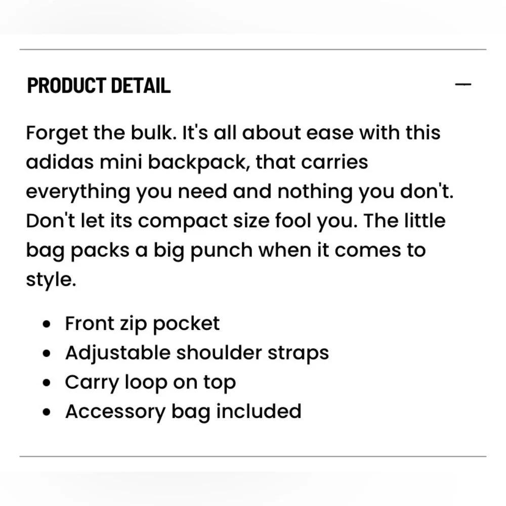 ADIDAS MUST HAVE MINI BACKPACK (Black/White) - Picture 9 of 10